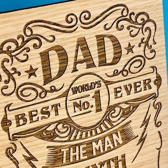 &#39;World&#39;s Best Dad&#39; Happy Father&#39;s Day Wooden Card