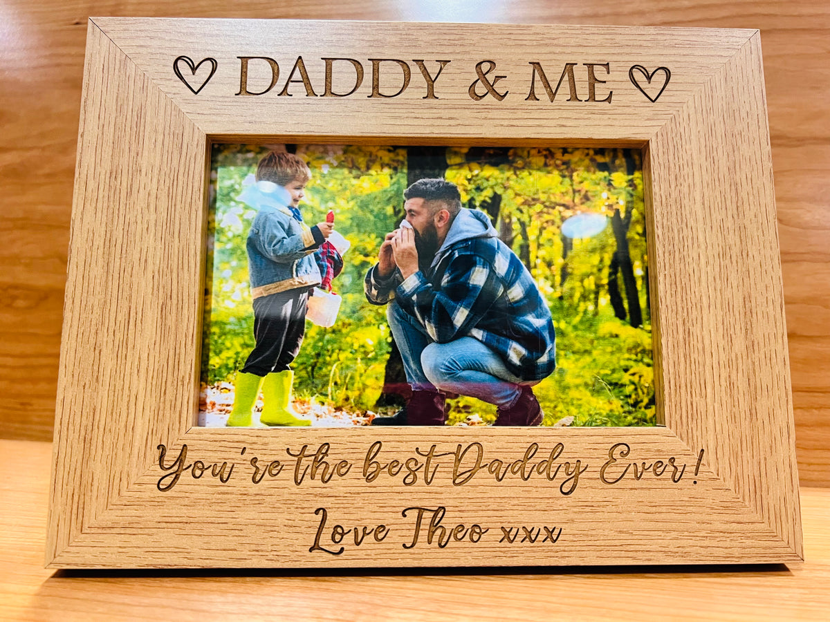 Custom engraved Father’s Day photo frame - with any text you want!