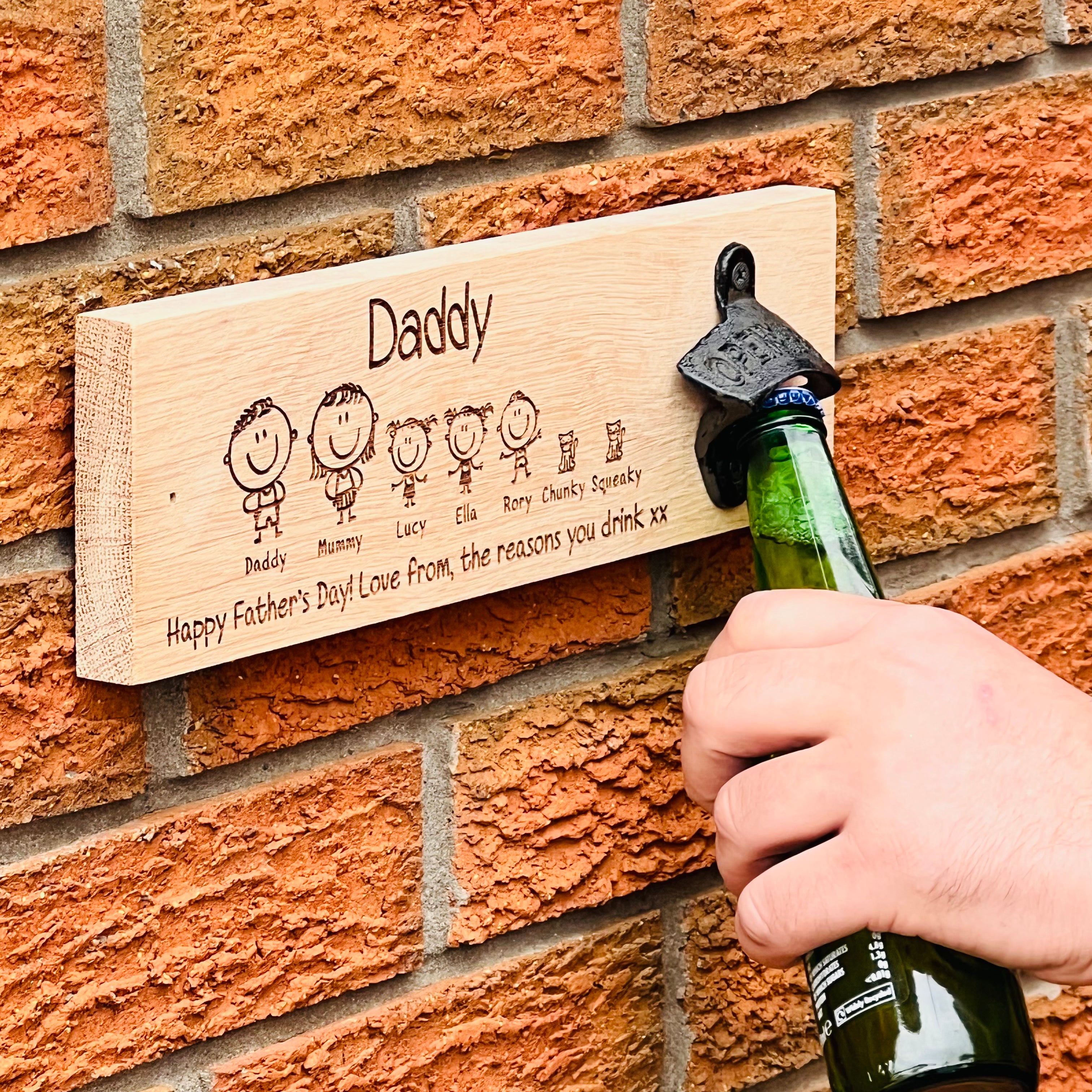 Personalized Wooden Wall Mounted Bottle Opener Sympathy Gift