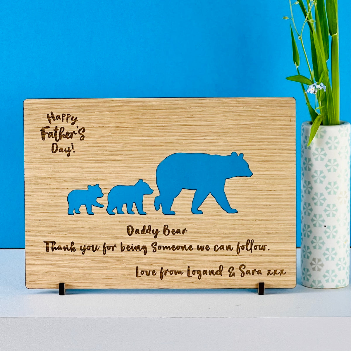 &#39;Daddy Bear&#39; Happy Father&#39;s Day Wooden Card