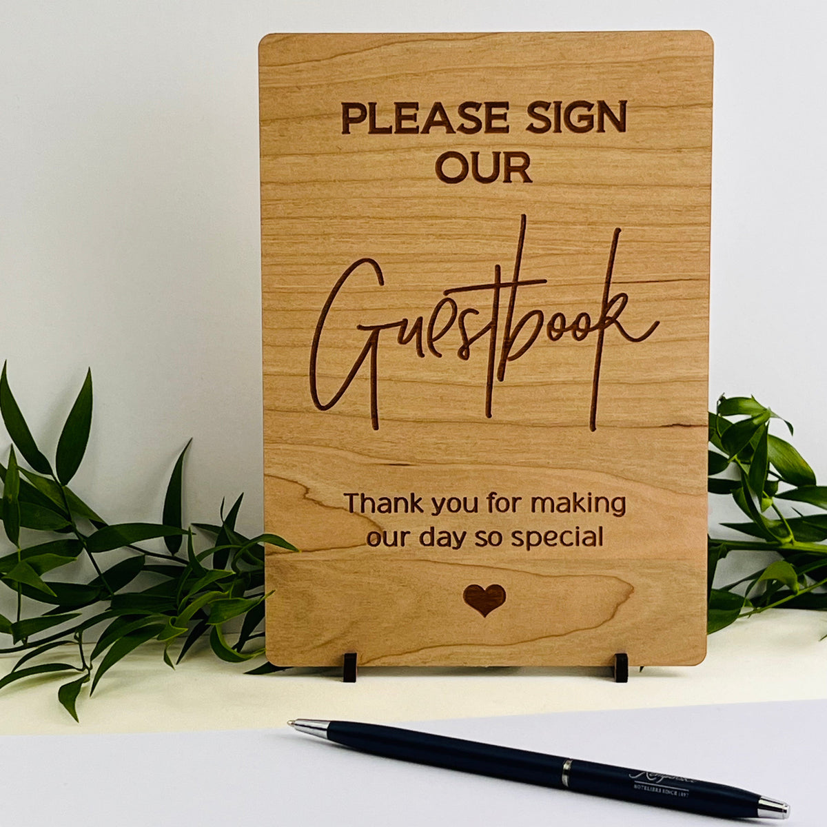 Gold &amp; Walnut wood Heart Wedding Guestbook