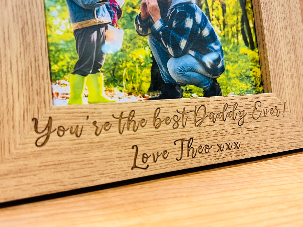Custom engraved Father’s Day photo frame - with any text you want!