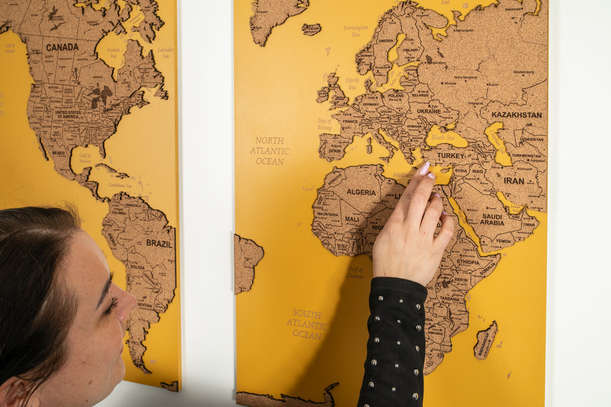 World Map Wall Art - Cork &amp; Mustard