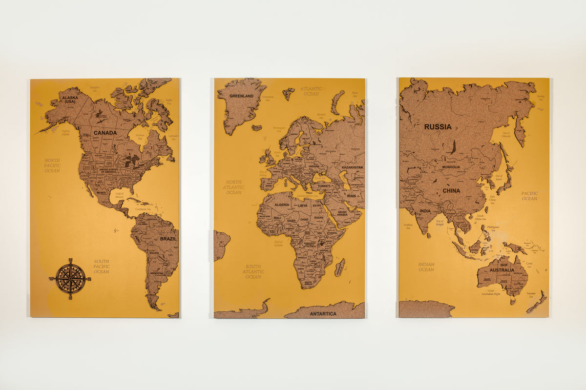 World Map Wall Art - Cork &amp; Mustard