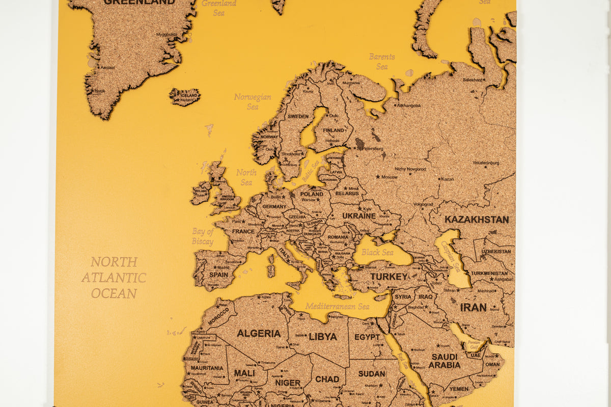 World Map Wall Art - Cork &amp; Mustard