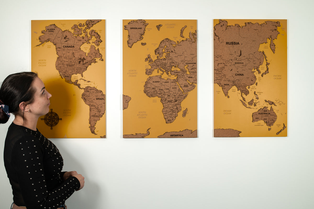 World Map Wall Art - Cork &amp; Mustard