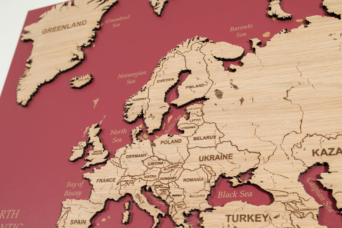 Wooden 3D Wall Map - Cranberry