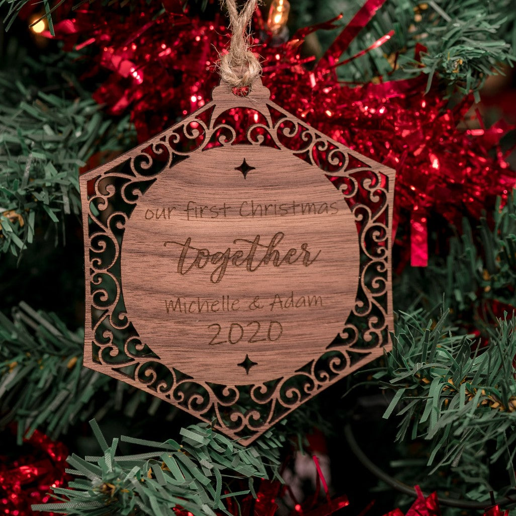 &#39;Our First Christmas Together&#39; Christmas Bauble Tree Decoration