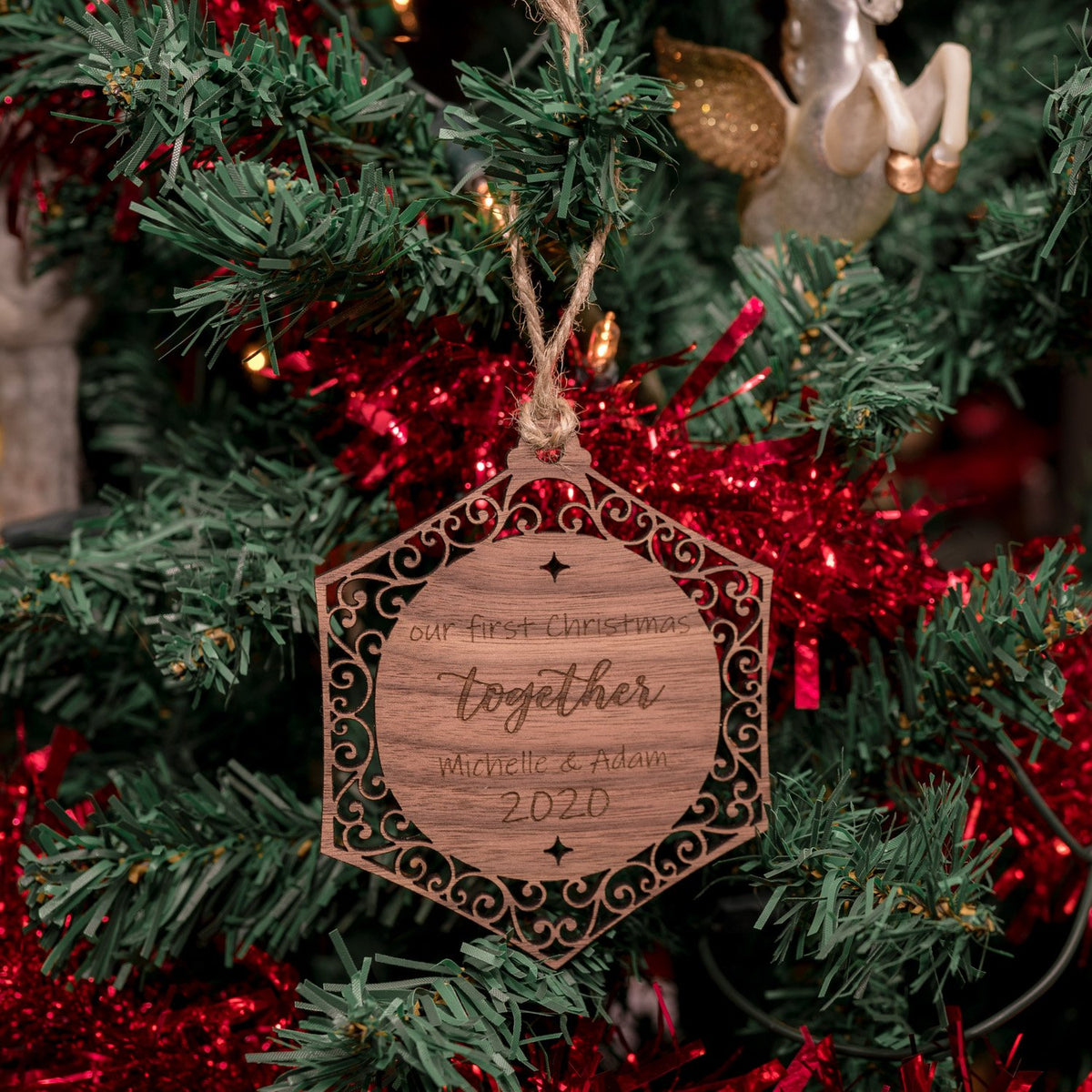 &#39;Our First Christmas Together&#39; Christmas Bauble Tree Decoration
