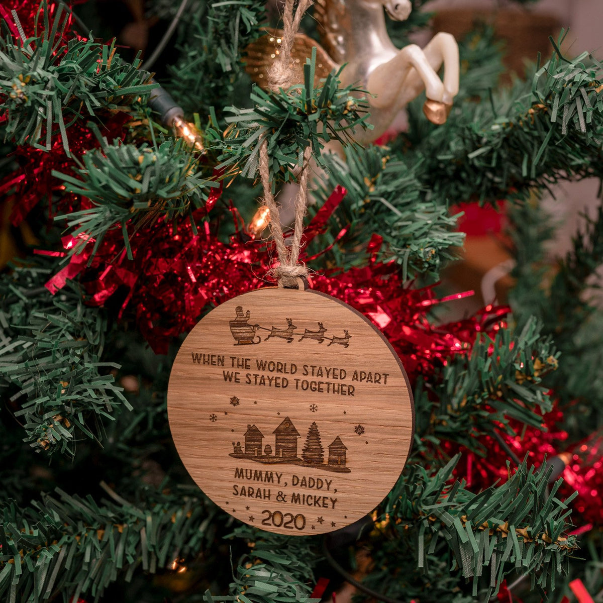&#39;We Stayed Together&#39; Family Christmas Tree Bauble Decoration