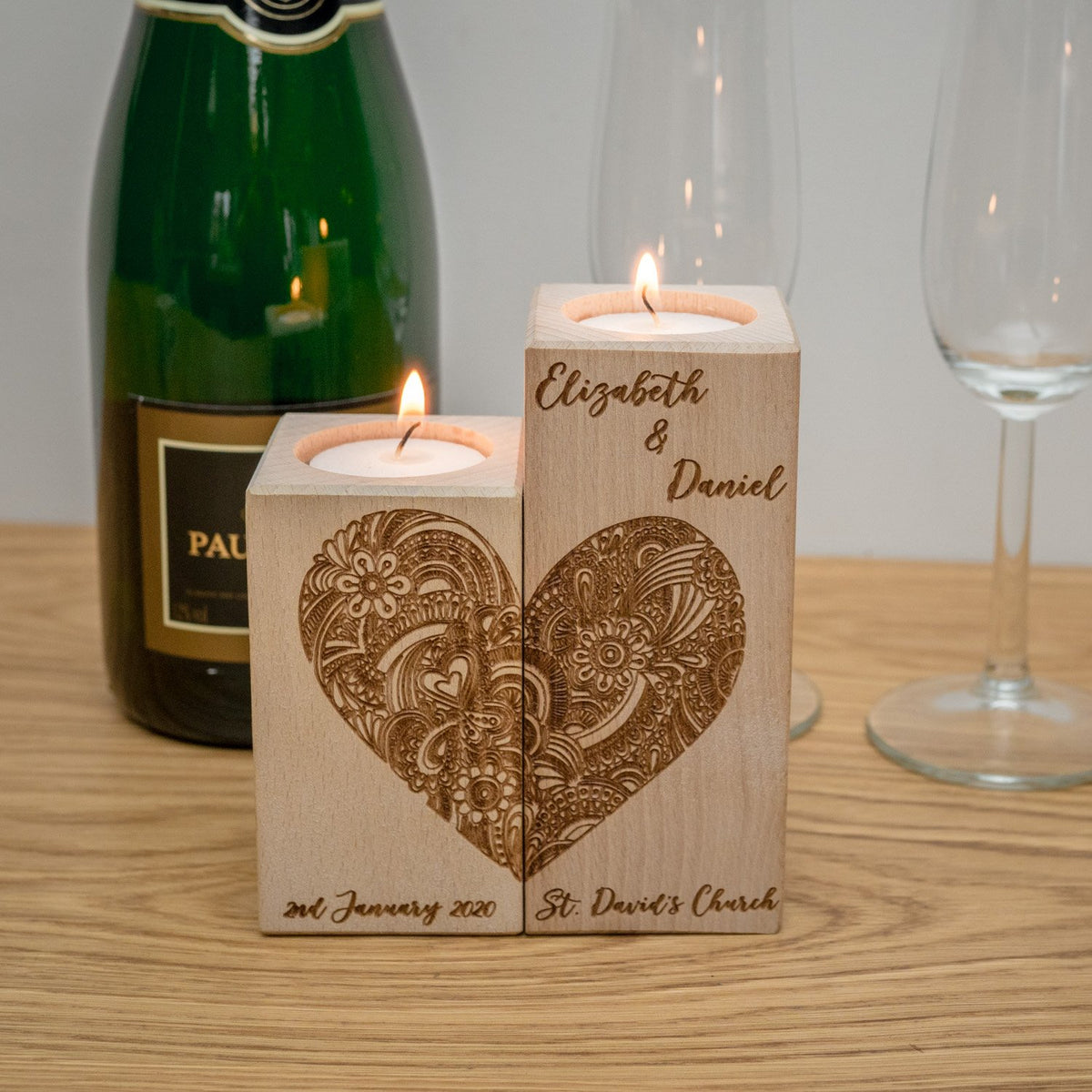 Couple&#39;s Heart Candle Holder Set