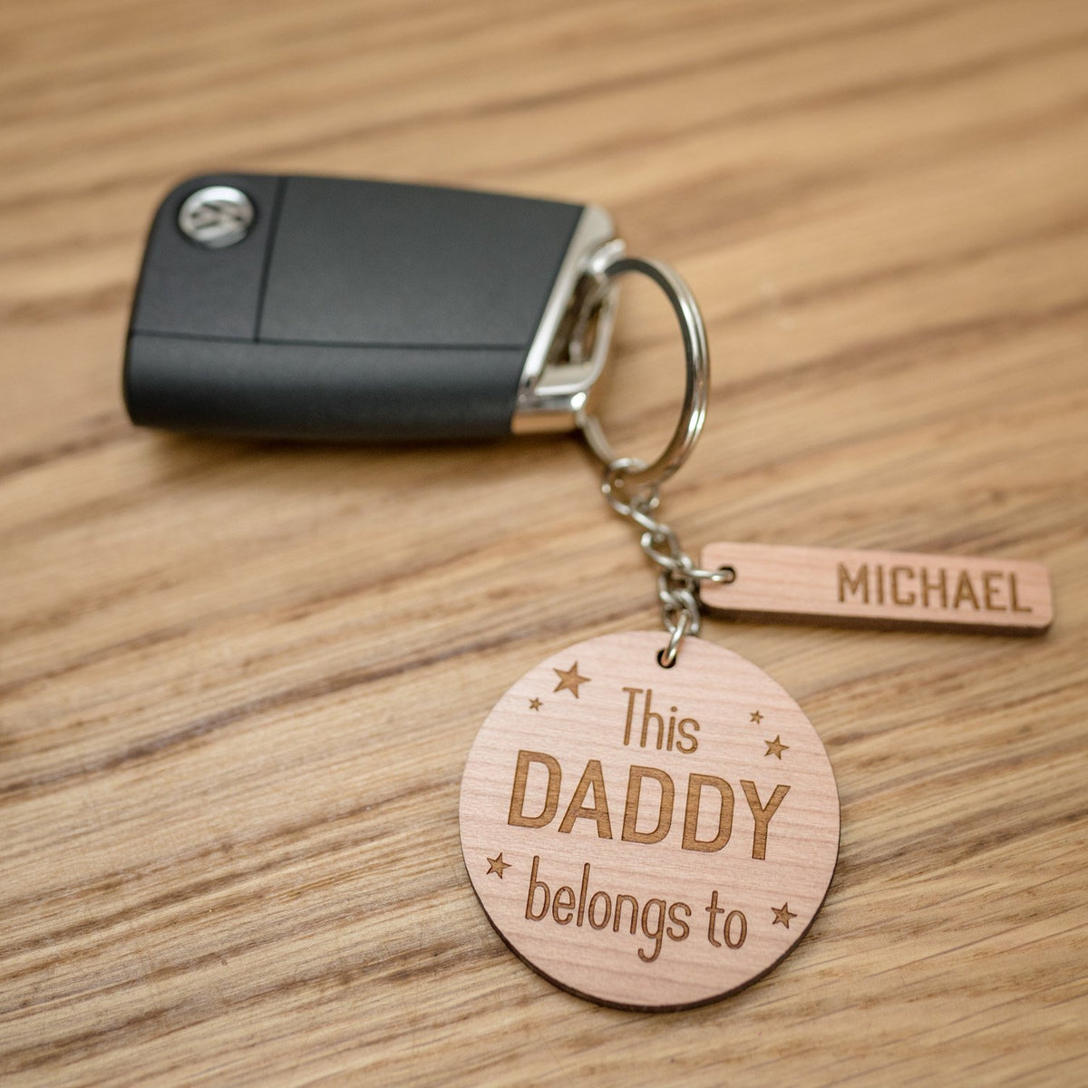 &#39;This Daddy Belongs to&#39; Keyring with Charm