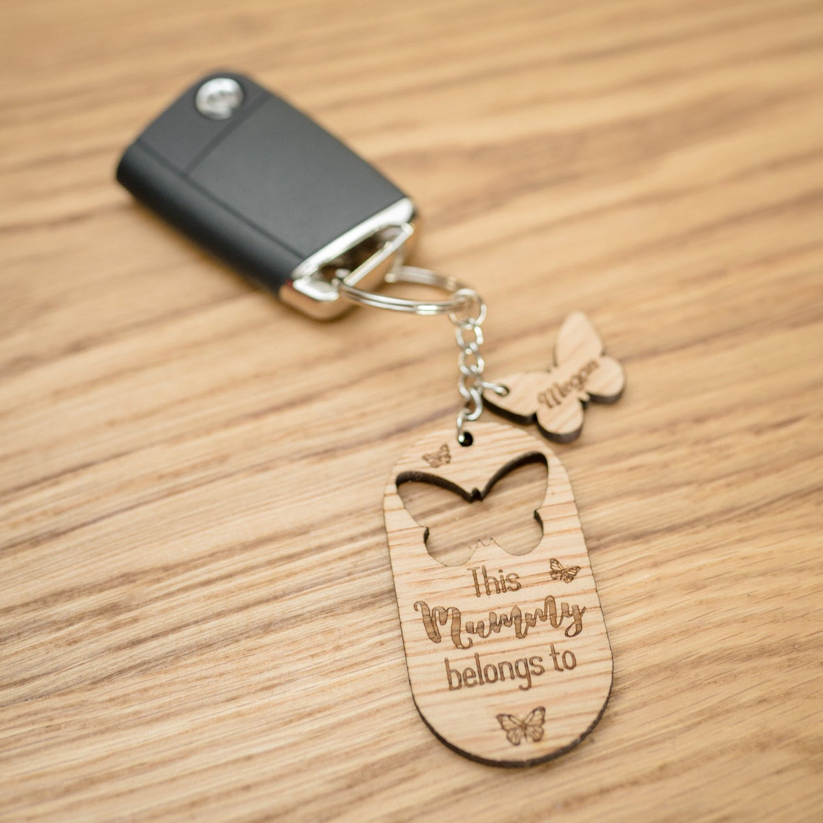 &#39;This Mummy Belongs to&#39; Butterfly Keyring with Charm