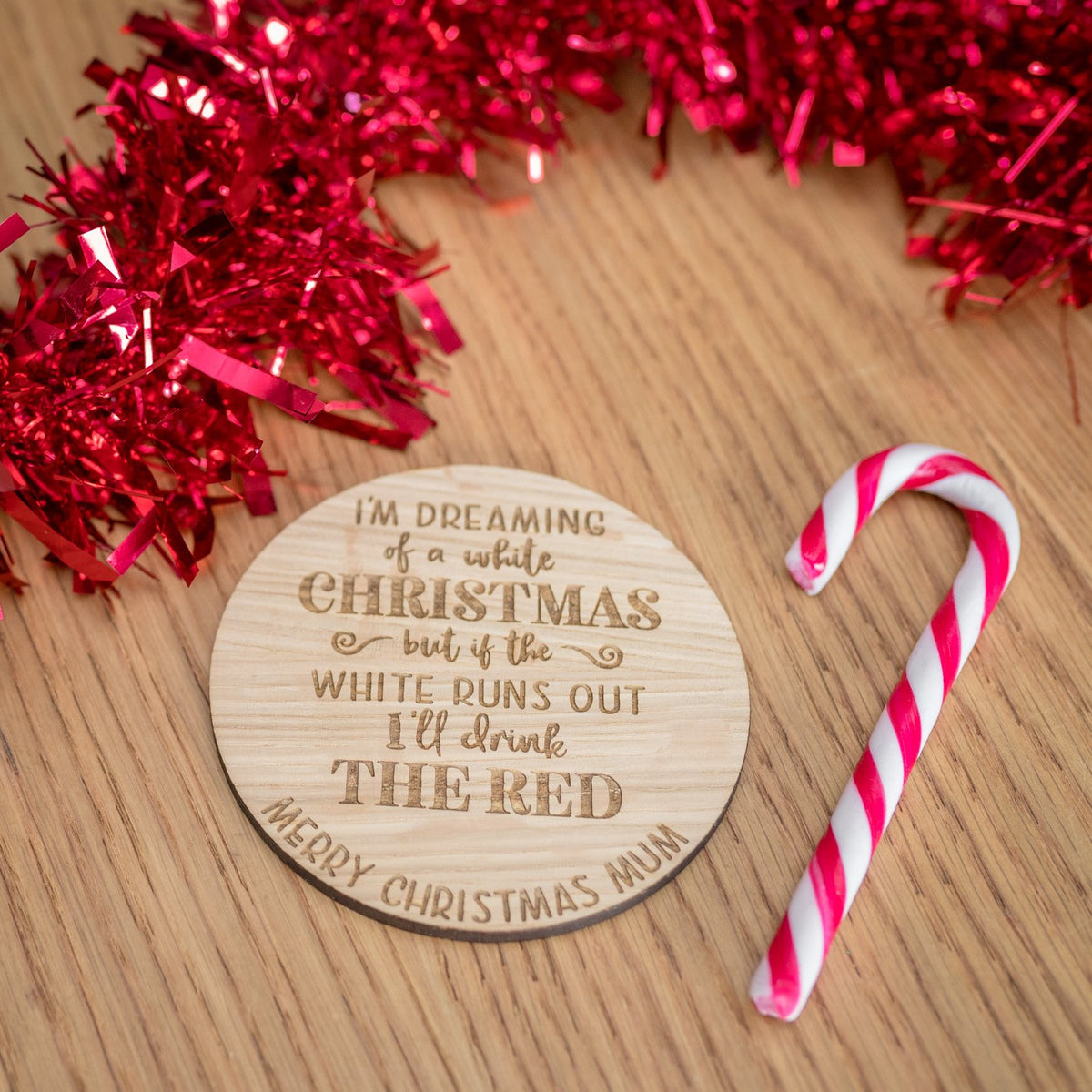 &#39;I&#39;m Dreaming Of A White Christmas&#39; Wine Drinks Coaster