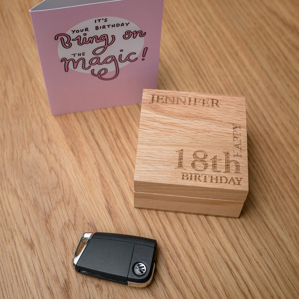 &#39;Happy Birthday&#39; Solid Oak Trinket Box