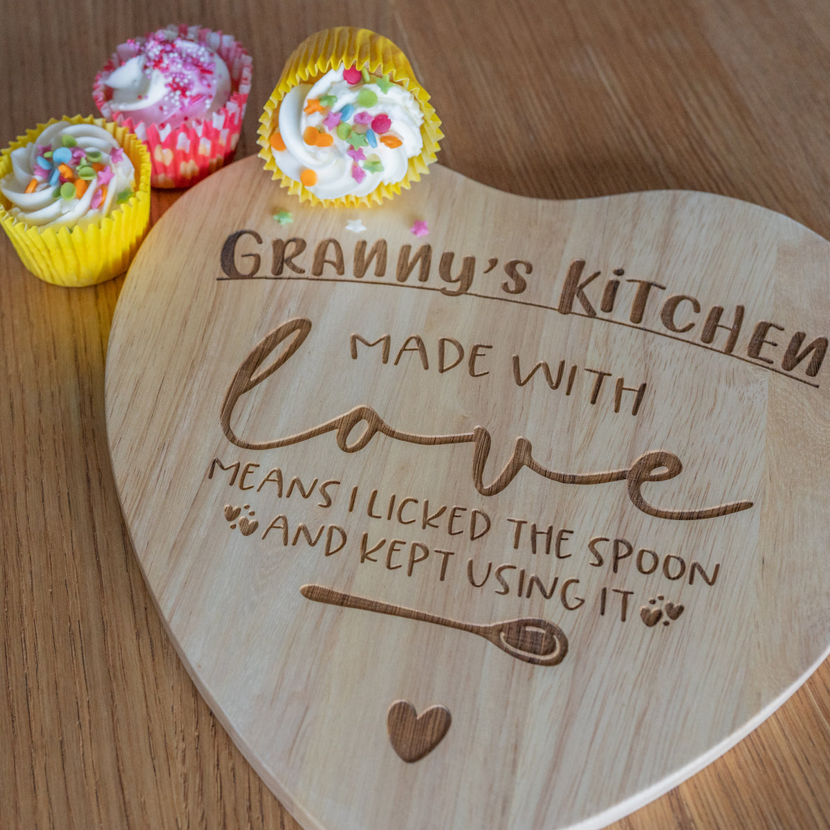 &#39;Made with Love&#39; Heart Chopping Board