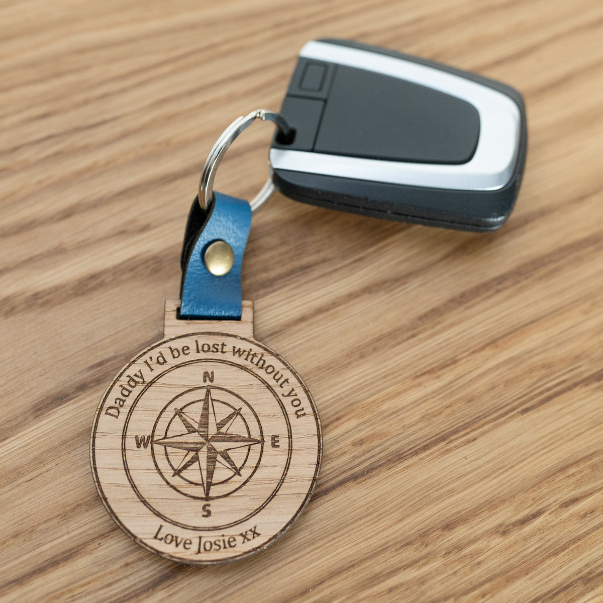 &#39;Daddy I&#39;d be lost without You&#39; Compass Keyring