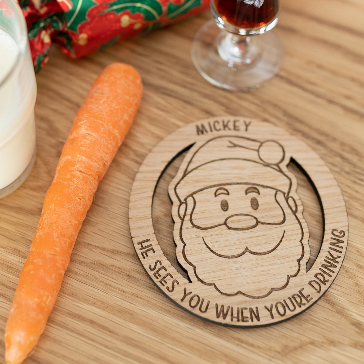 Santa &#39;He sees you when you&#39;re drinking&#39; Christmas Coaster