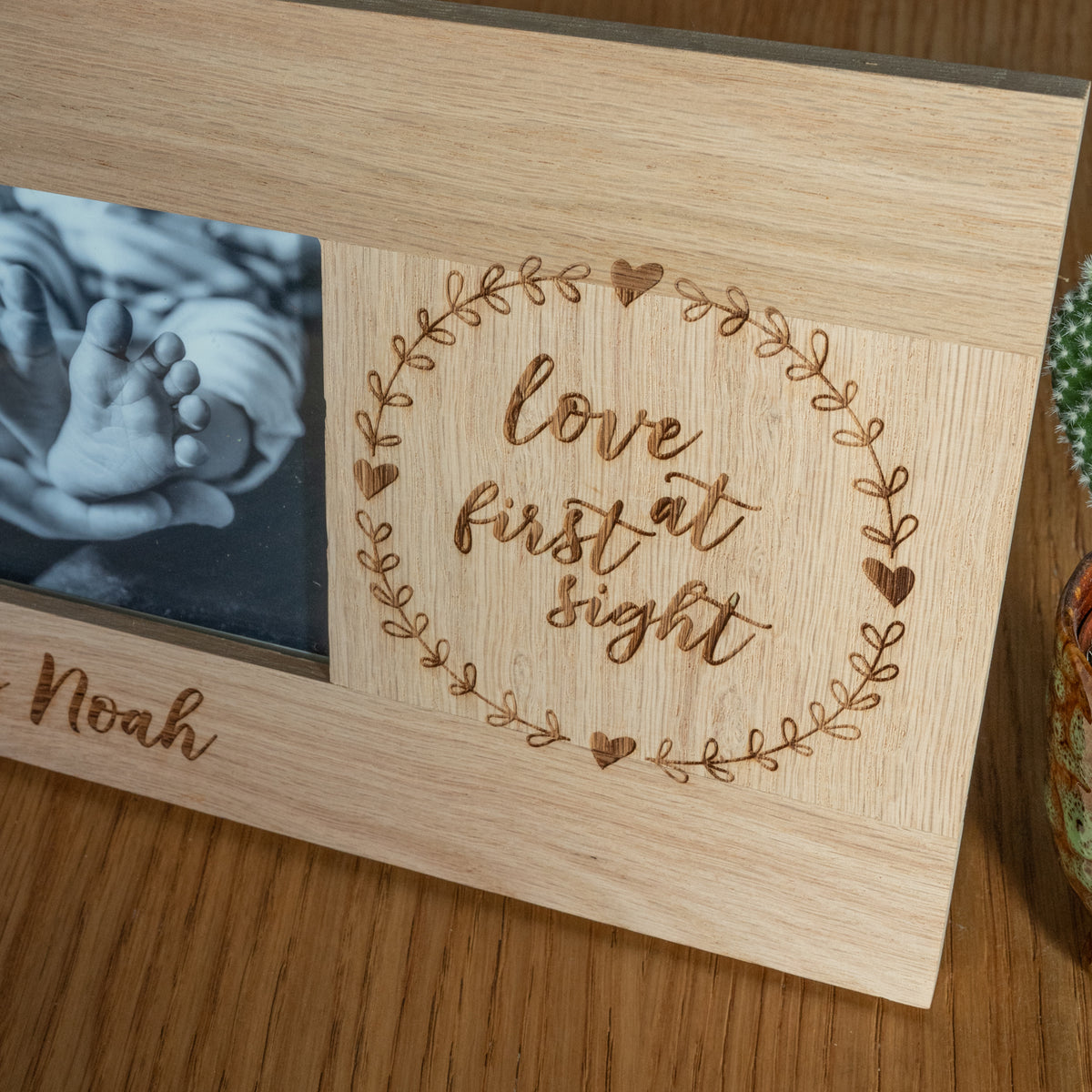 Baby &#39;Love at First Sight&#39; Oak Photo Frame