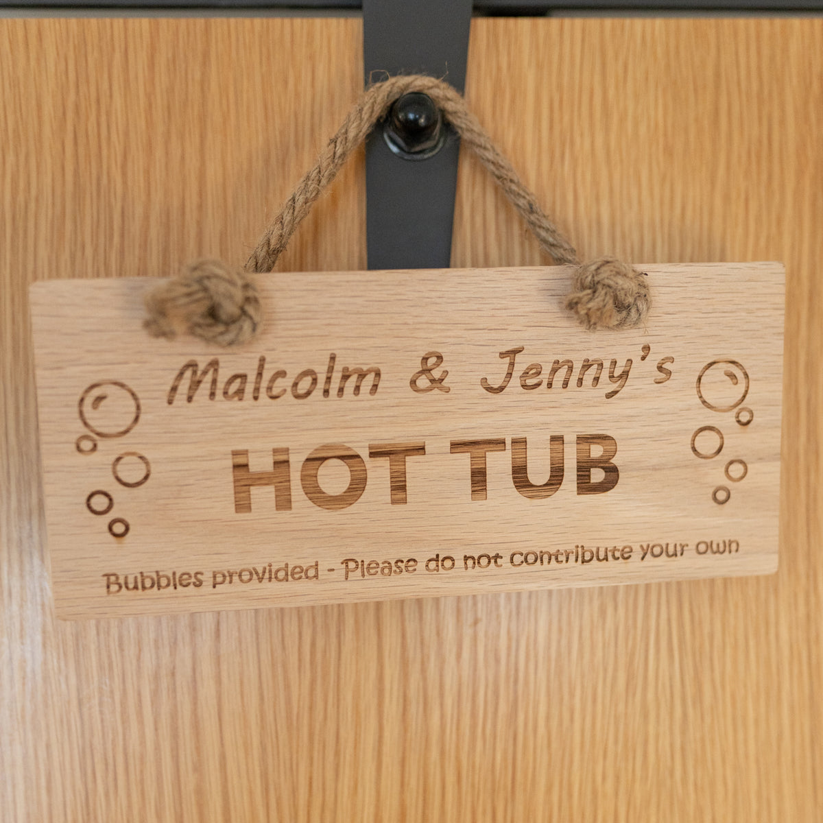 &#39;Hot Tub&#39; Oak Plaque