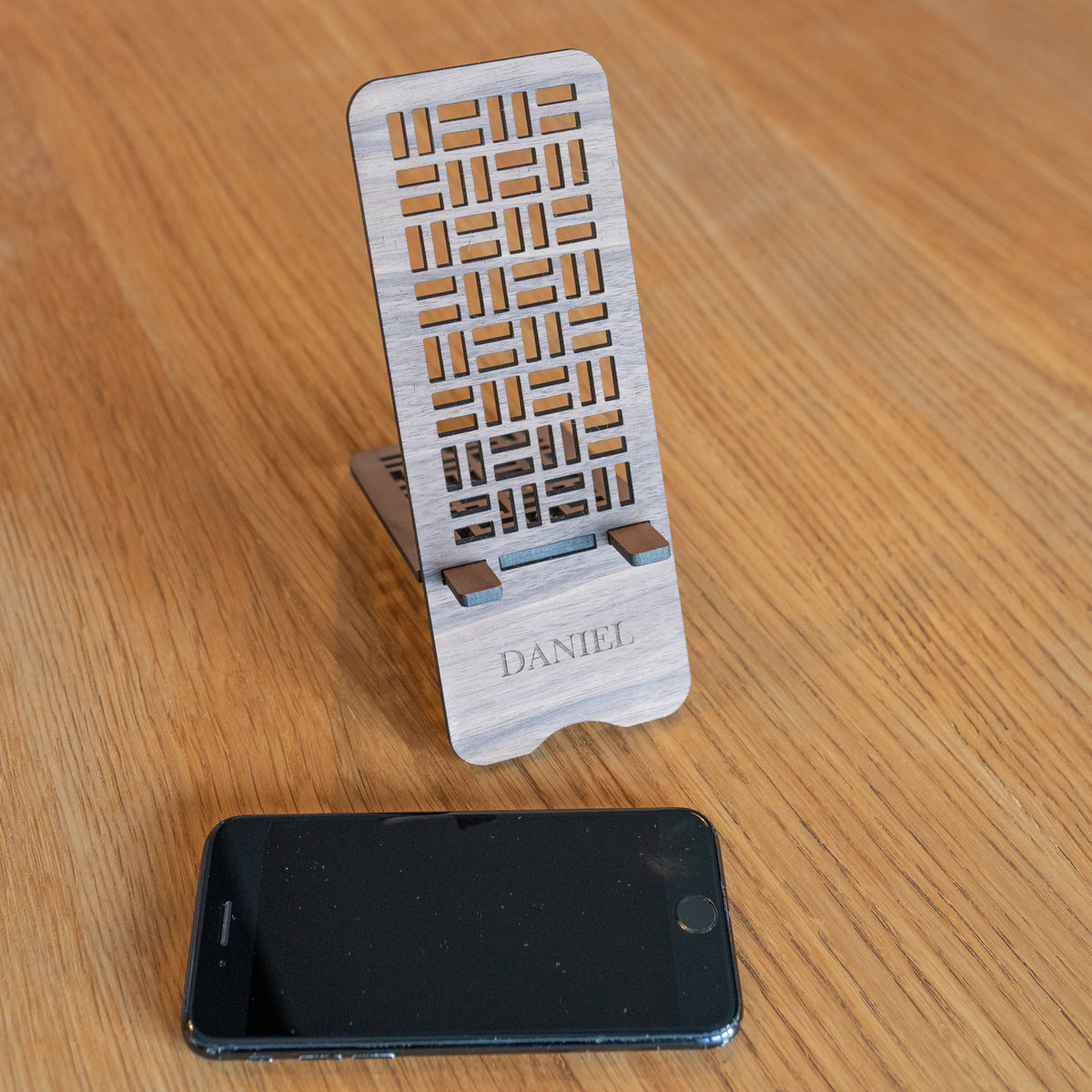 Parquet Cut-Out Phone Stand