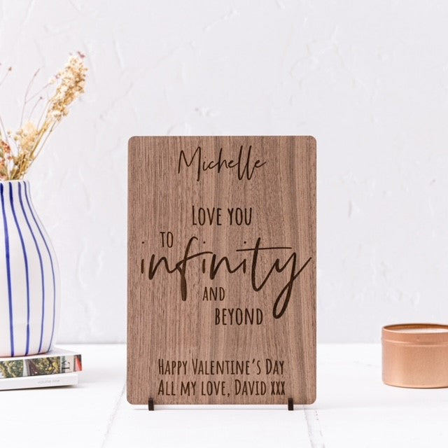 &#39;To Infinity And Beyond&#39; Wooden Valentine&#39;s Day Card