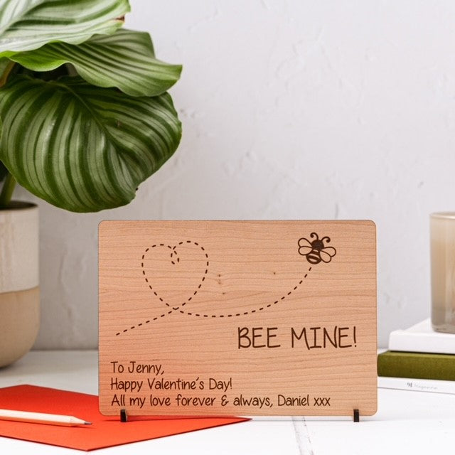 &#39;Bee Mine&#39; Wooden Valentine&#39;s Day Card