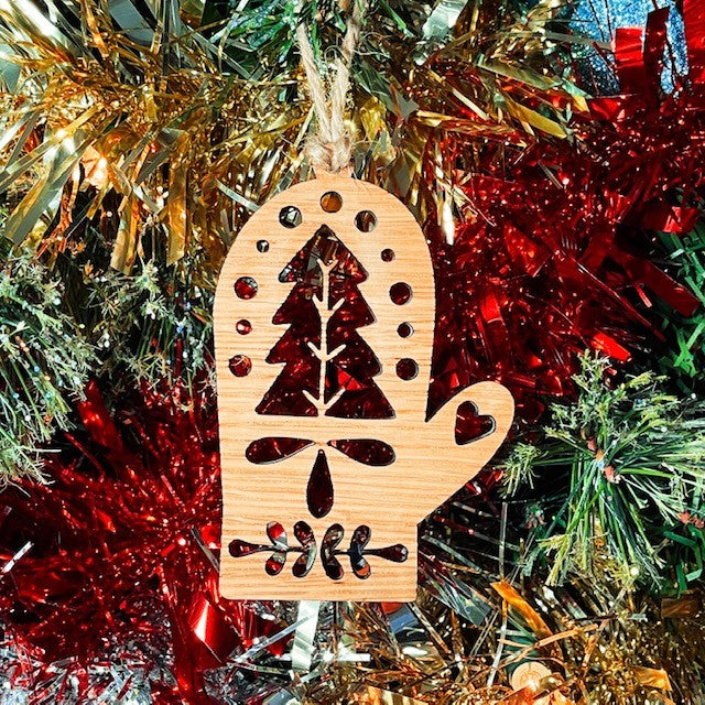 Festive Mitten Christmas Tree Decoration