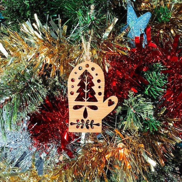 Festive Mitten Christmas Tree Decoration