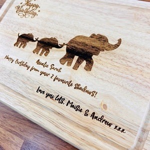 Elephant &amp; Baby Happy Birthday Chopping Board