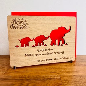 Elephant &amp; Baby Merry Christmas Card