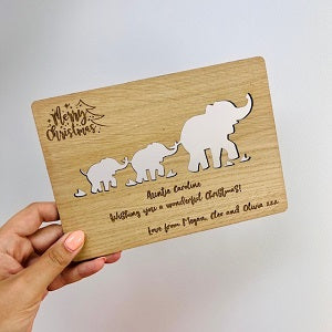 Elephant &amp; Baby Merry Christmas Card