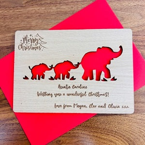 Elephant &amp; Baby Merry Christmas Card