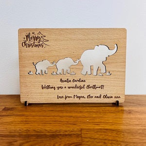 Elephant &amp; Baby Merry Christmas Card