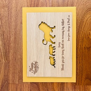 Carte en bois &quot;Lion Cubs&quot; Happy Birthday