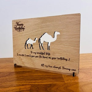 Camel &amp; Baby Happy Birthday Wooden Card