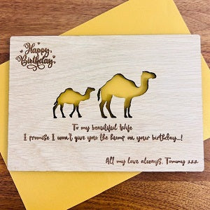 Camel &amp; Baby Happy Birthday Wooden Card