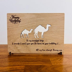 Camel &amp; Baby Happy Birthday Wooden Card