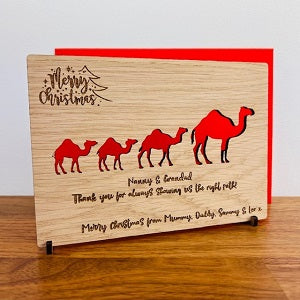 Camel &amp; Baby Merry Christmas Wooden Card