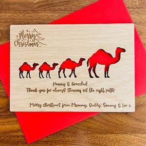 Camel &amp; Baby Merry Christmas Wooden Card