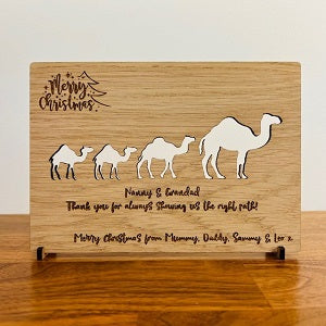 Camel &amp; Baby Merry Christmas Wooden Card