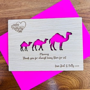 Camel &amp; Baby Mother&#39;s Day Wooden Card