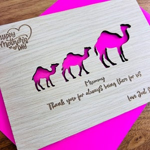 Camel &amp; Baby Mother&#39;s Day Wooden Card