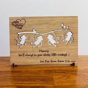 &#39;Little Monkeys&#39; Happy Mother&#39;s Day Wooden Card