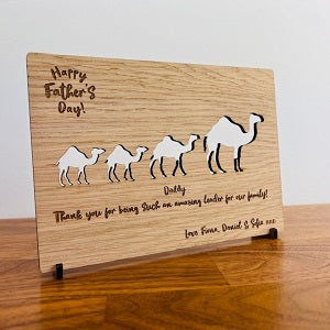 Camel &amp; Baby Father&#39;s Day Wooden Card