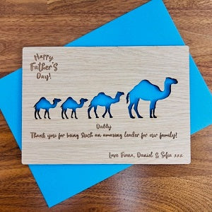 Camel &amp; Baby Father&#39;s Day Wooden Card