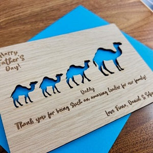 Camel &amp; Baby Father&#39;s Day Wooden Card