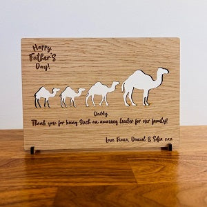 Camel &amp; Baby Father&#39;s Day Wooden Card