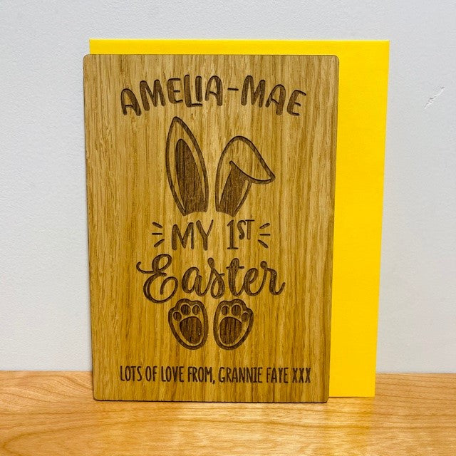 &#39;My 1st Easter&#39; Bunny Wooden Card