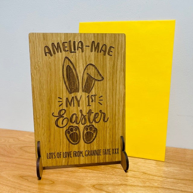 &#39;My 1st Easter&#39; Bunny Wooden Card